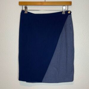 Kenzo Navy and White Pencil Skirt